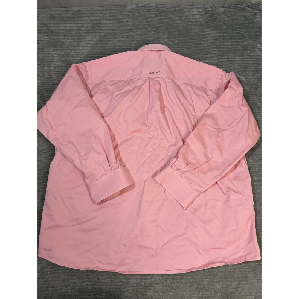 Ariat Solid Twill Shirt Mens XL Pink Classic Fit Western Button Down Cotton - Picture 7 of 7